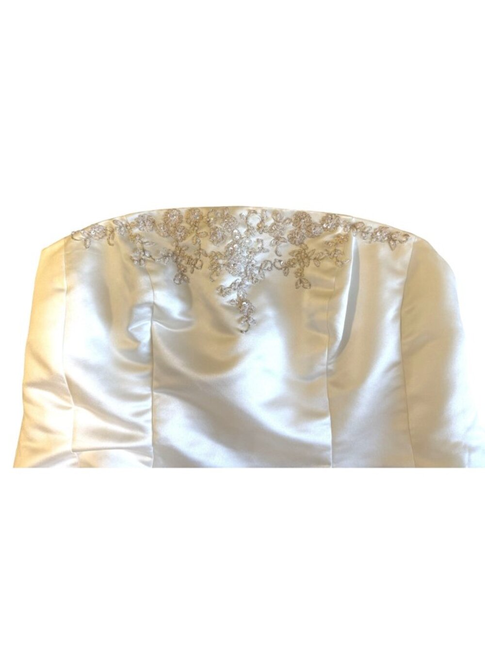 Ivory Satin Strapless‎ Beaded Wedding Gown Dress Size 24W Bride Train 9V8835 - Picture 5 of 10